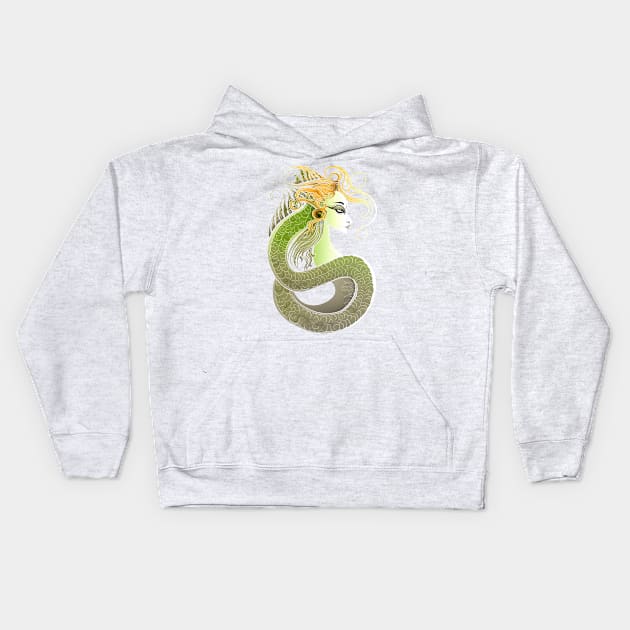 Celtic Serpent Woman Kids Hoodie by Peter Awax